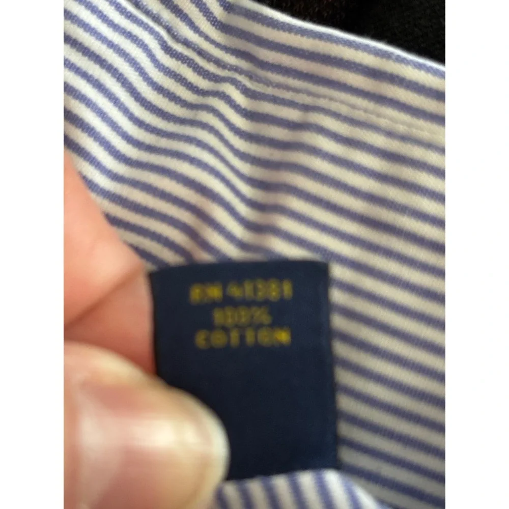 Ralph Lauren Mens Striped Button Down‎ Shirt Long Sleeve Polo Pony Blue/White